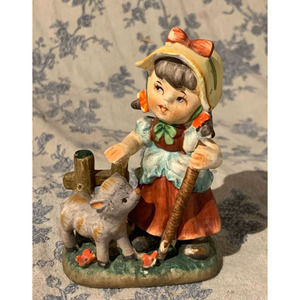 VTG Lipper & Mann Figurine of Girl with Sheep Handpainted